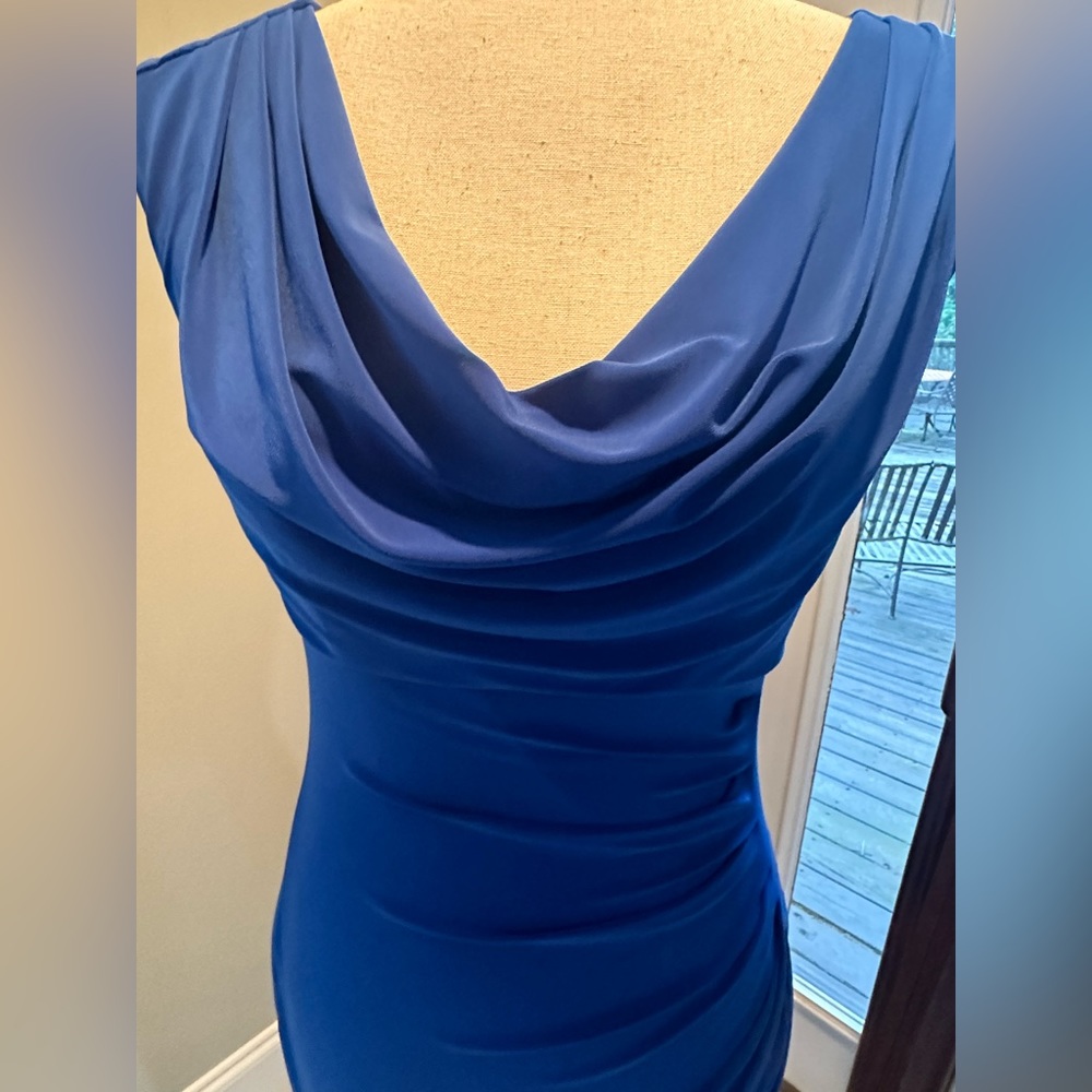 Ralph Lauren size 4 figure flattering jewel toned blue pullover dress.